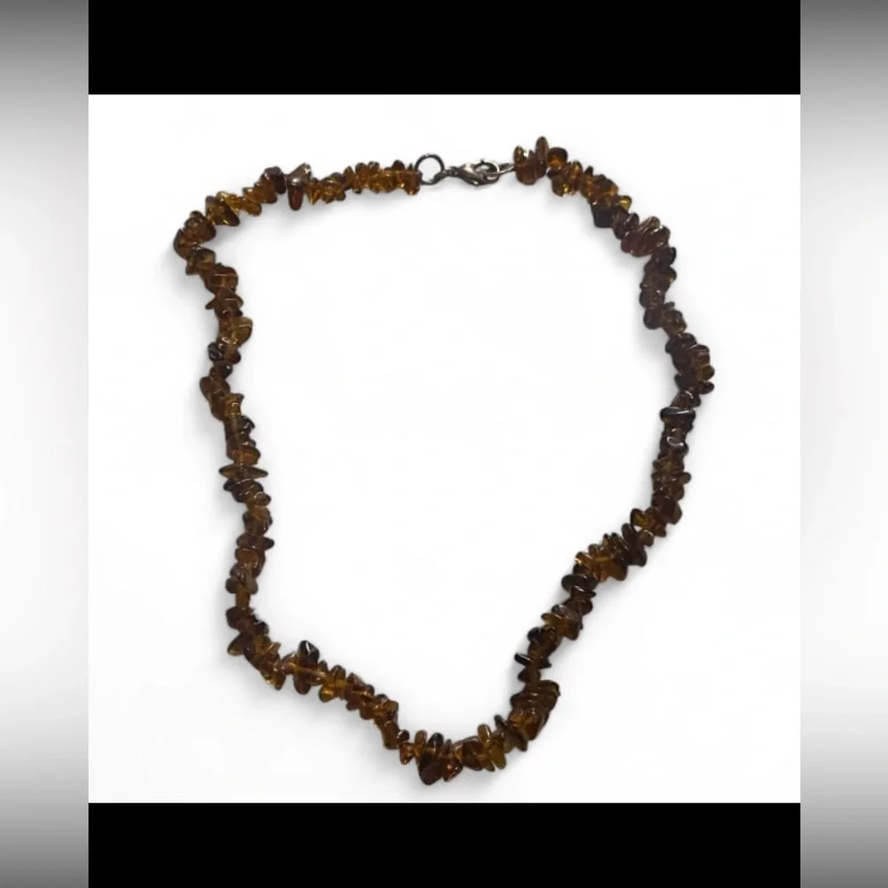 Genuine Amber Chip Bead Necklace #5026 💎
